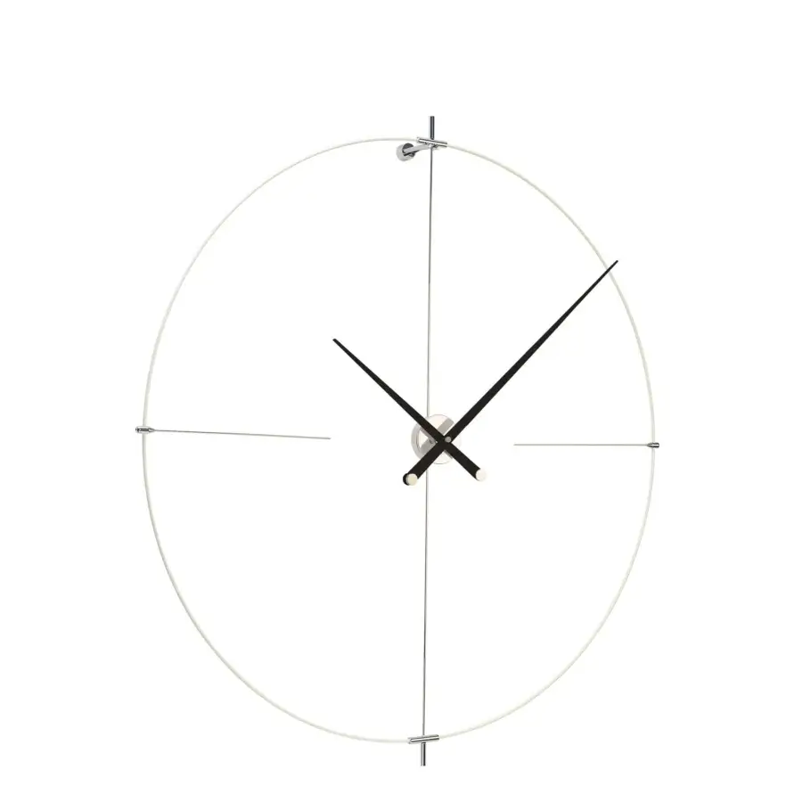Distinguished Nomon Bilbao wall clock with a fiberglass ring and warm walnut hands in an off-white finish