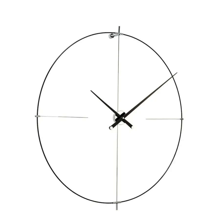Superior Nomon Bilbao wall clock with a fiberglass ring, warm walnut hands and sleek dark metal frame