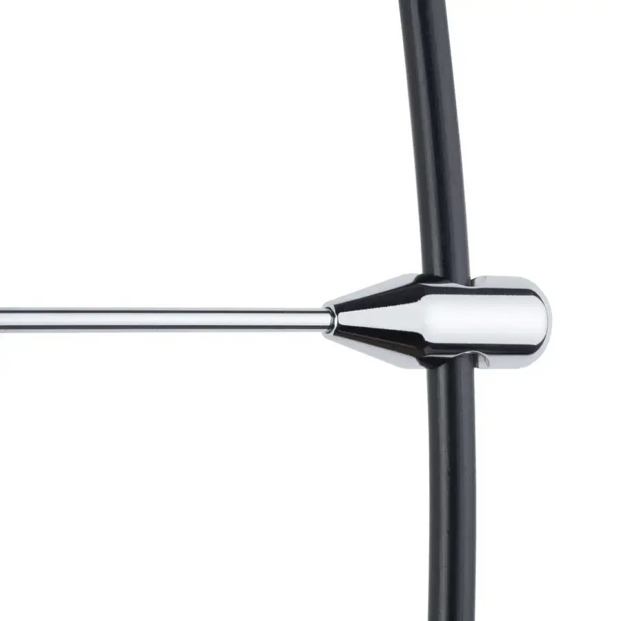 Elegant Nomon Bilbao wall clock with a fiberglass ring, warm walnut hands and polished silver-toned metal mounting arm