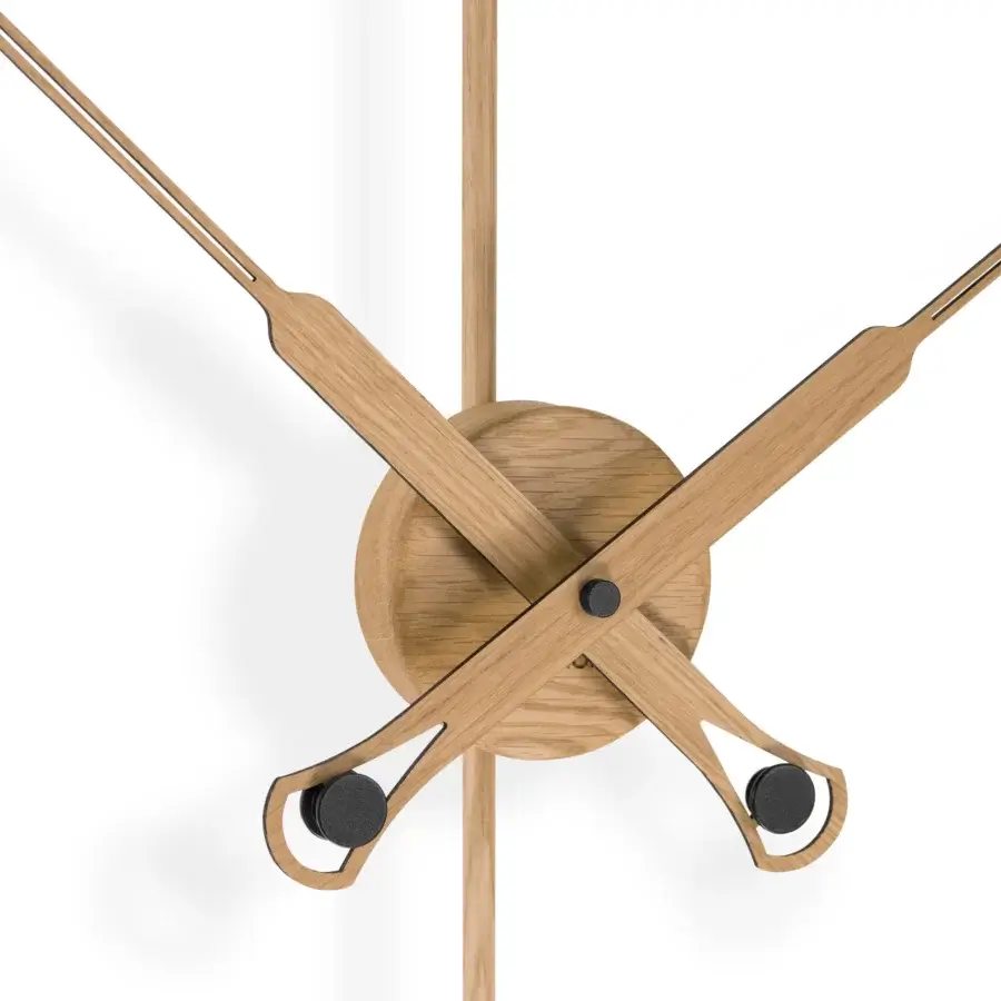 Exclusive Nomon Bilbao Premium wall clock crafted in wood with a satin finish and brass fiberglass ring