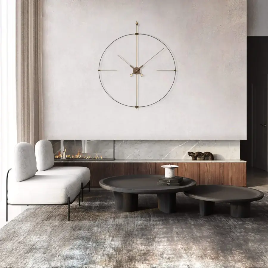 Distinguished Nomon Bilbao Premium wall clock crafted with brass fiberglass and sleek wooden hands in warm gold tone