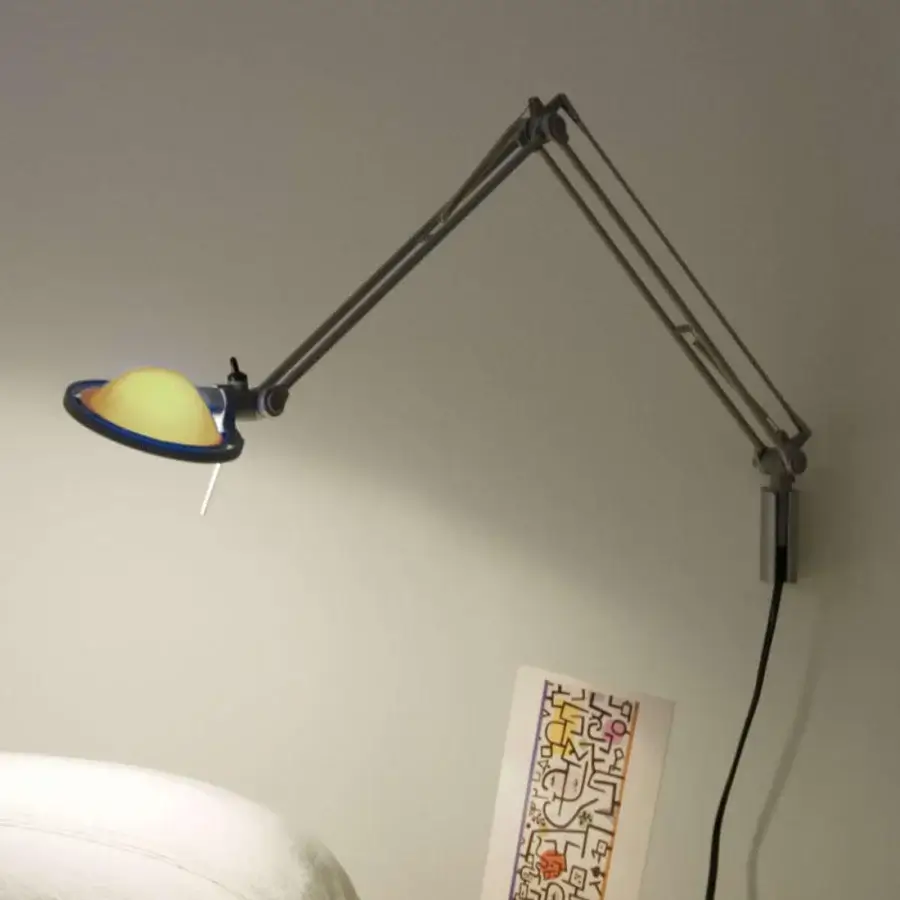 Exceptional Luceplan Berenice wall lamp built in metal with a smooth painted finish and light blue-grey parabolic reflector