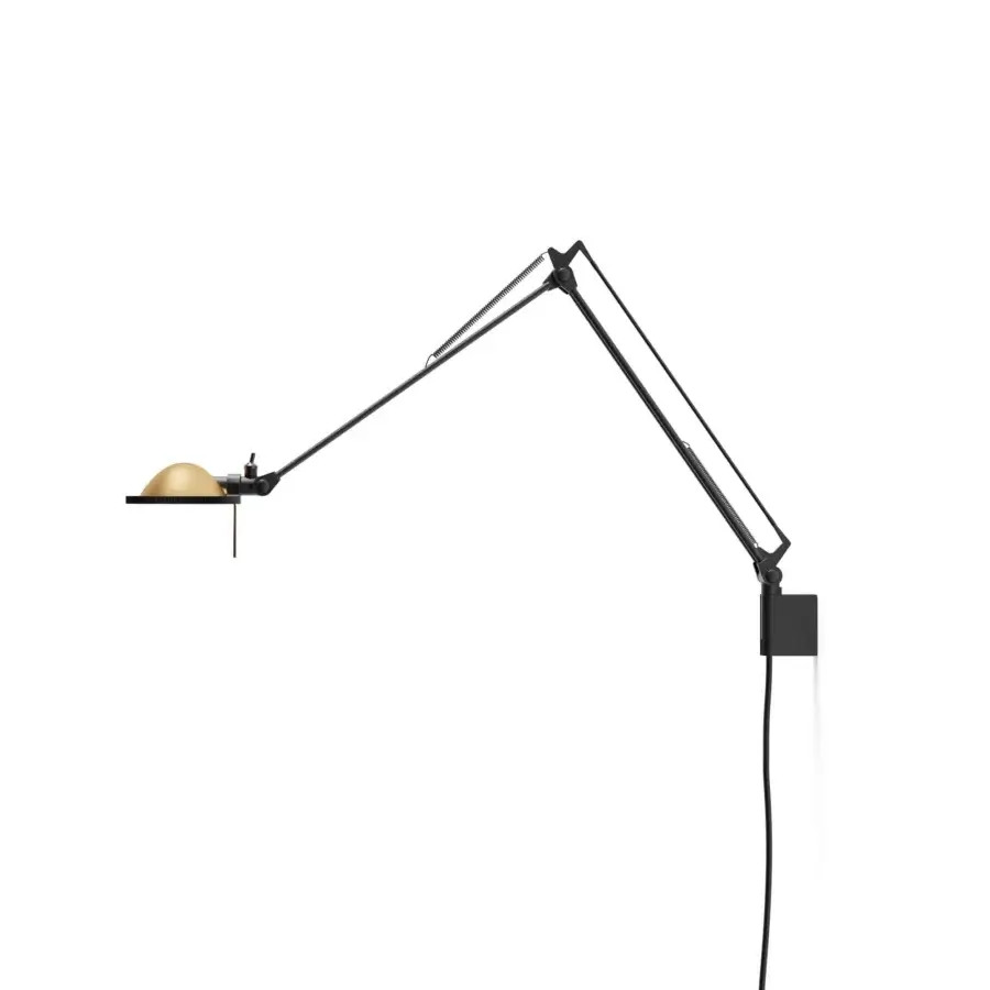 Superior Luceplan Berenice wall lamp built in matte black metal with a pale yellow lampshade for focused illumination