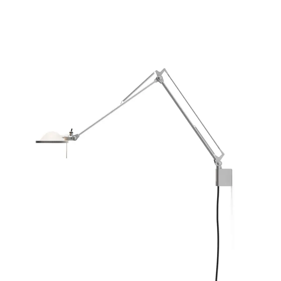 Elegant Luceplan Berenice wall lamp crafted in neutral gray metal with a smooth satin finish