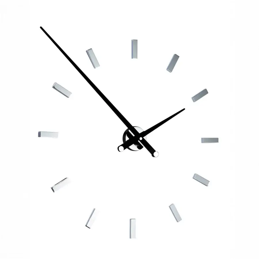Avant-garde Nomon Tacón wall clock crafted with dark-toned steel and subtle silver hour markers in a matte finish