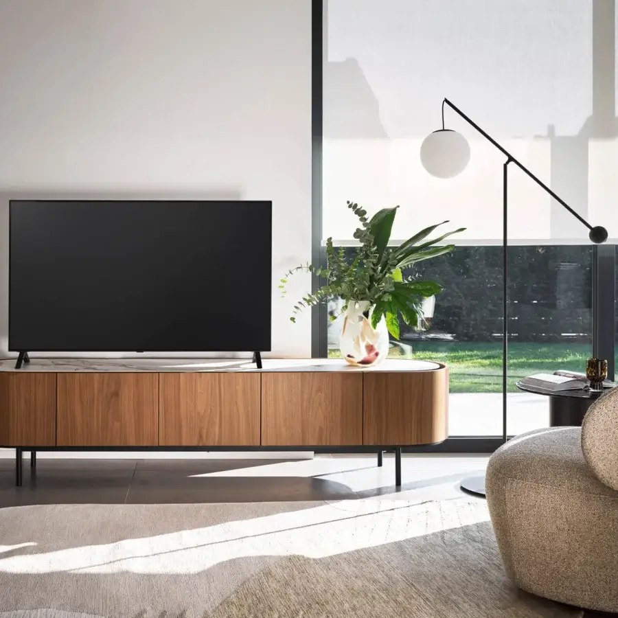 Superior Luceplan Malamata floor lamp with blown-glass diffuser and sleek satin black metal arm