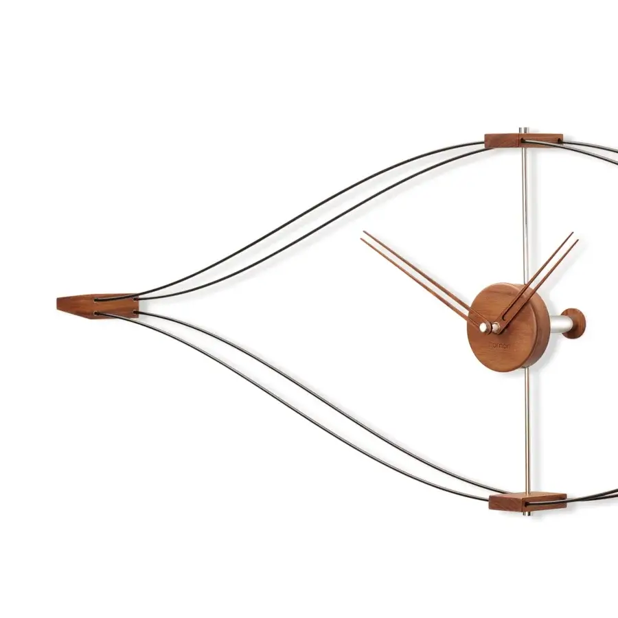 Exceptional Nomon Look wall clock crafted in black fiberglass and brass with a satin finish