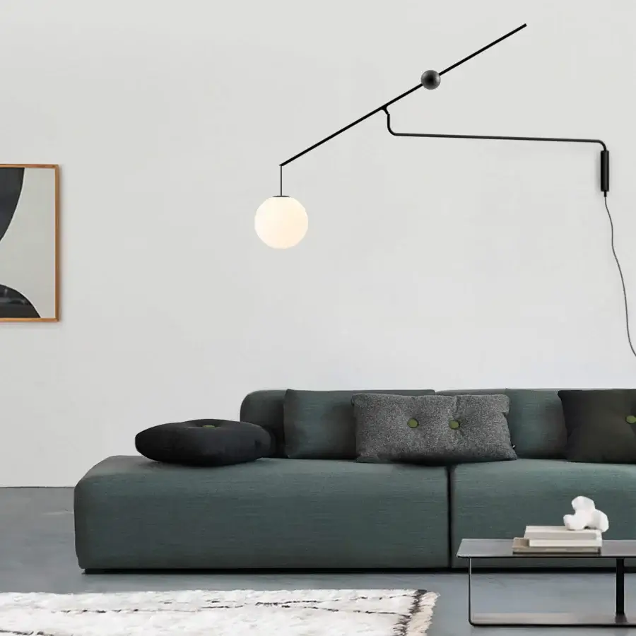 Distinguished Luceplan Malamata wall lamp crafted in matte black metal with a frosted glass diffuser for customizable illumination