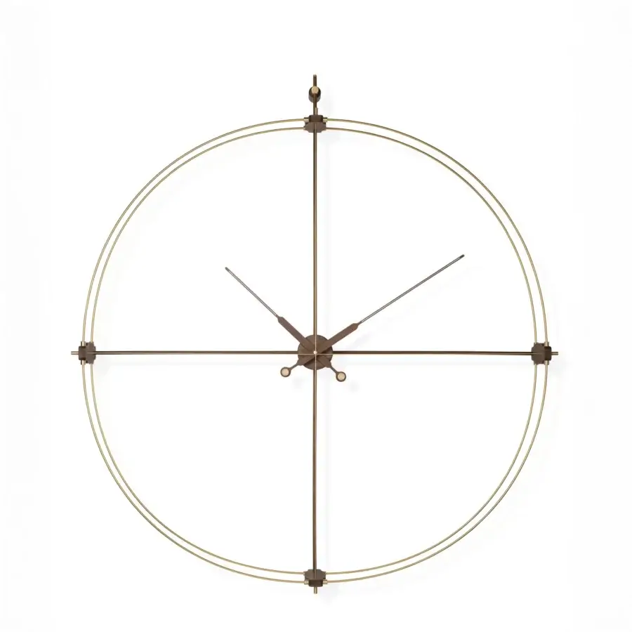 Distinguished Nomon Delmori Premium wall clock crafted in double fiberglass with brass finish and slender dark hands