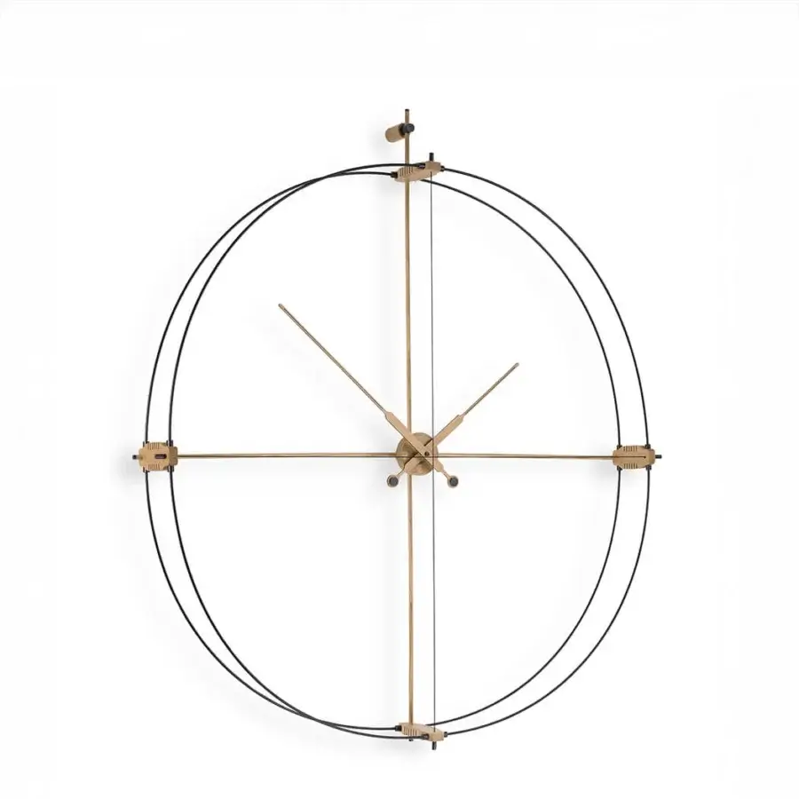 Exceptional Nomon Delmori Premium wall clock crafted with brass-finished double fiberglass and refined oak fibers