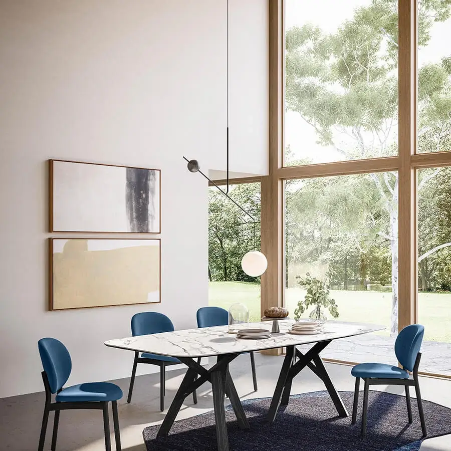 Innovative Luceplan Malamata suspension lamp crafted in steel with a blown-glass diffuser and contrasting matte silver sphere finish