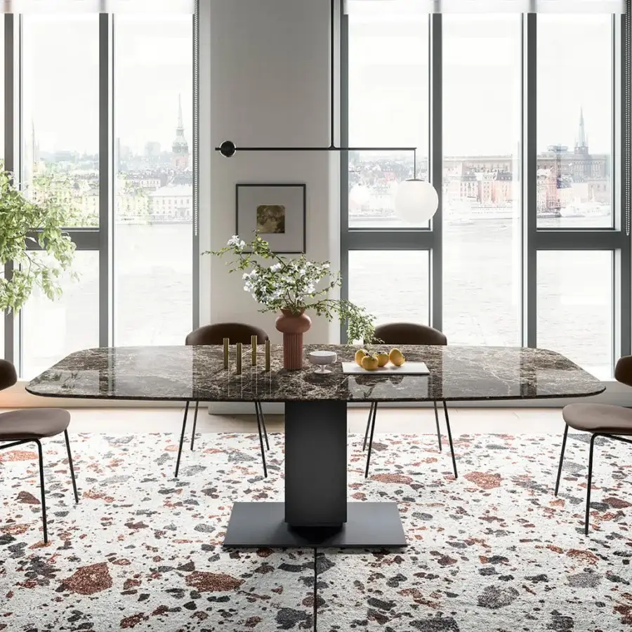 Exceptional Luceplan Malamata suspension lamp crafted in steel with a geometric form and matte black finish