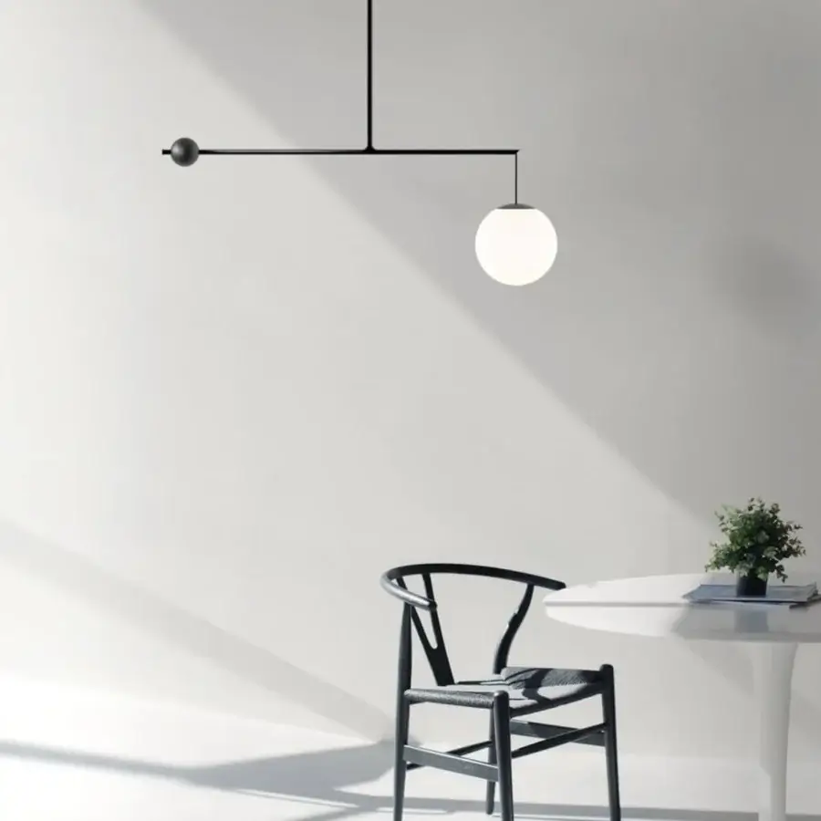 Innovative Luceplan Malamata suspension lamp with a steel structure and elegant blown-glass diffuser in black matte finish