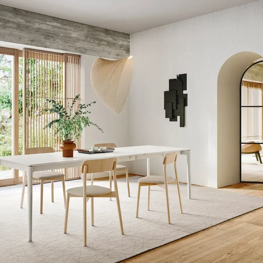 Exceptional Luceplan Illan suspension lamp crafted in warm light beige laser-cut flexible plywood with matte finish
