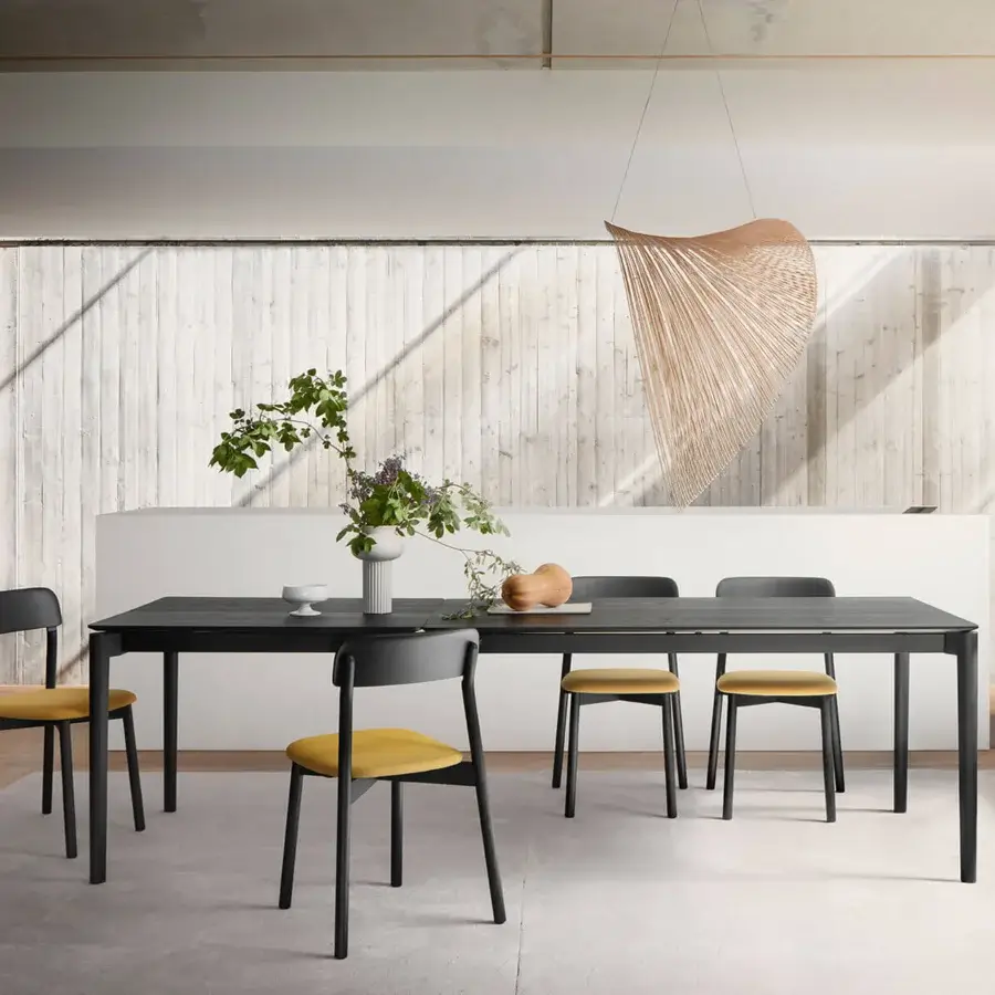 Harmonious Luceplan Illan suspension lamp with ultra-light body in warm light brown laser-cut flexible plywood and matte finish