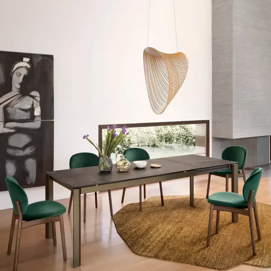 Distinguished Luceplan Illan suspension lamp crafted in warm pale yellow-beige wood with a laser-cut flexible plywood body