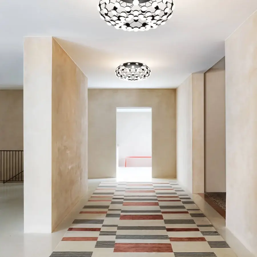 Exceptional Luceplan Mesh ceiling lamp with a spherical network built in matte white and 96 LED light points