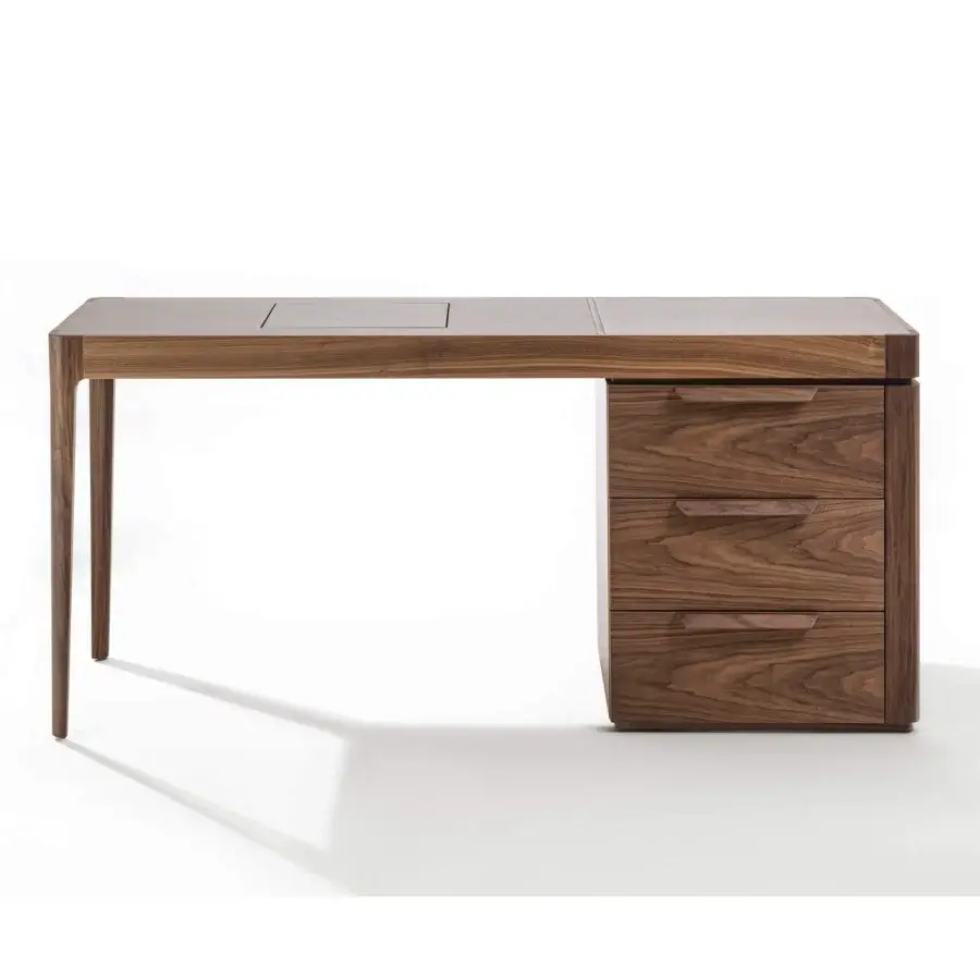 Lavish Porada Afrodite Bijoux desk crafted in solid Canaletta walnut with cuoietto tabletop and satin finish