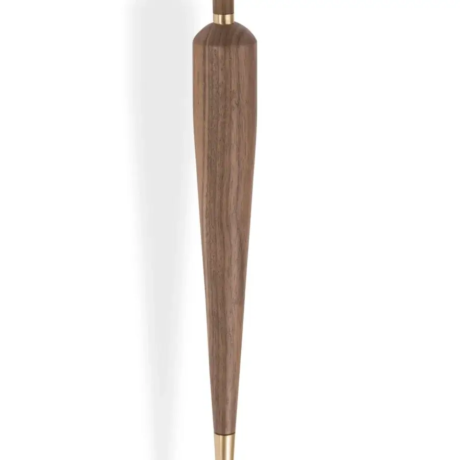 Exceptional Nomon Punto y Coma Premium clock crafted in walnut wood with contrasting brass details and satin finish
