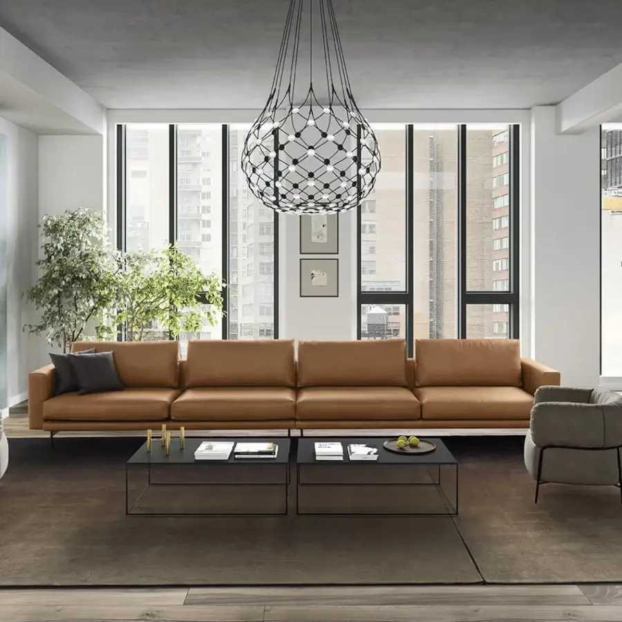 Exceptional Luceplan Mesh suspension lamp with a transparent structure of flexible steel cables and matte finish
