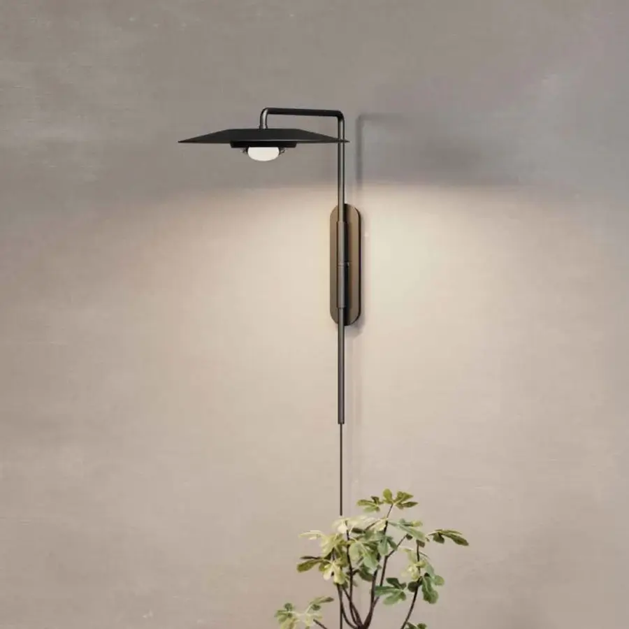 Superior Luceplan Koinè wall lamp crafted in aluminum with a refined matte dark gray-black finish delivers advanced LED illumination
