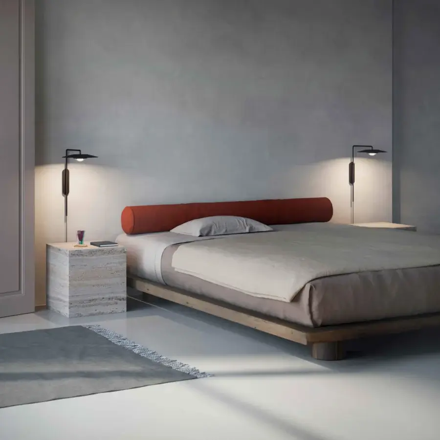 Elegant Luceplan Koinè wall lamp crafted in aluminum with a refined matte finish and conical lampshade for advanced LED illumination