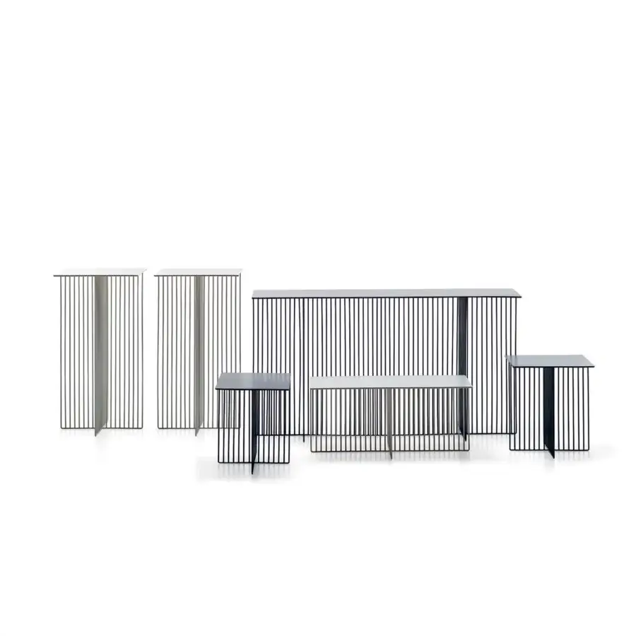 Distinguished LaCividina Accursio Outdoor table crafted in dark gray steel with interconnected bars and matte finish