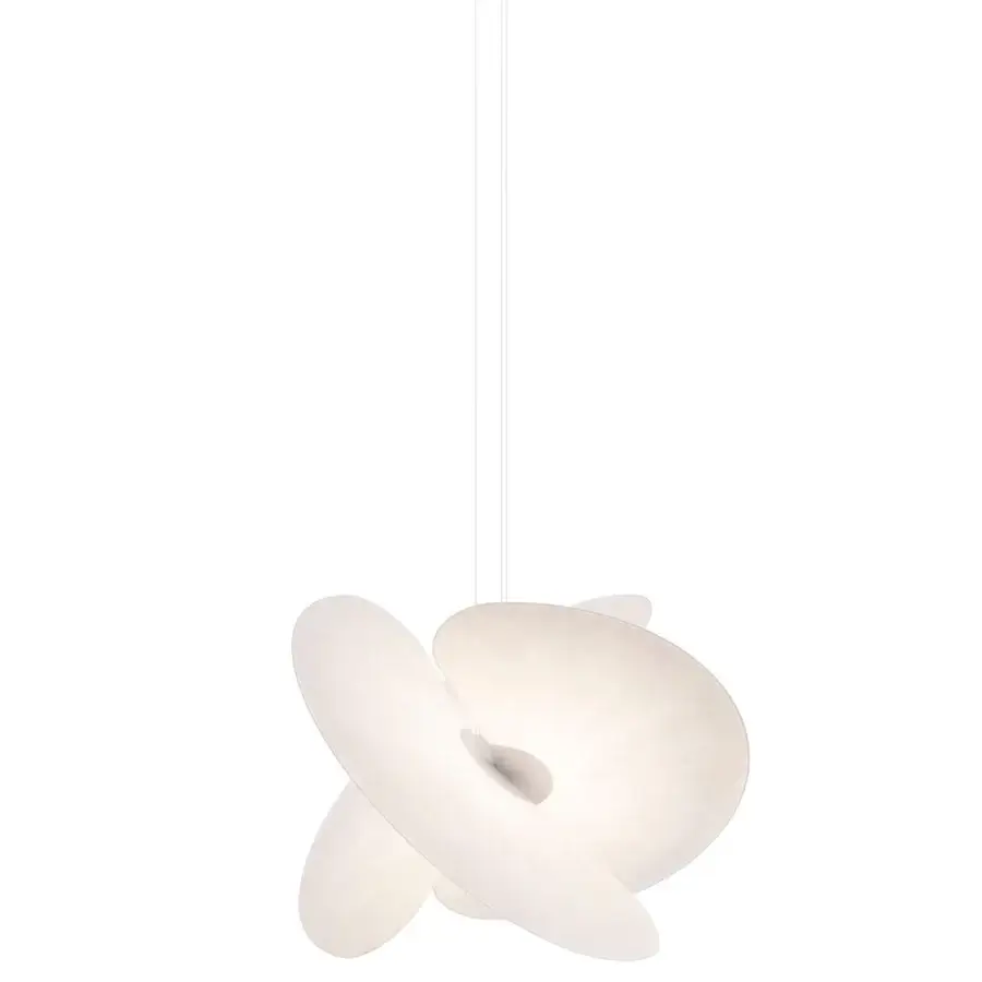 Superior Luceplan Levante suspension lamp with interwoven veils crafted in warm white PET and a sculpted form