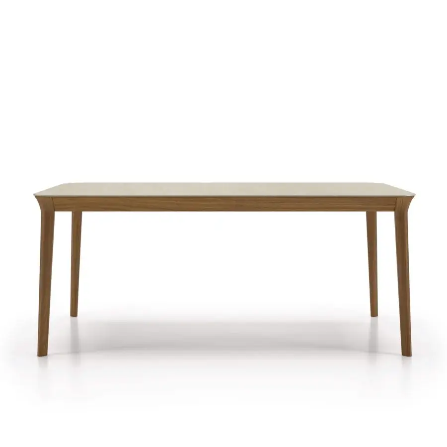 Elegant Dallagnese Smooth table crafted in light-toned tabletop with a refined medium-brown wood frame and satin finish