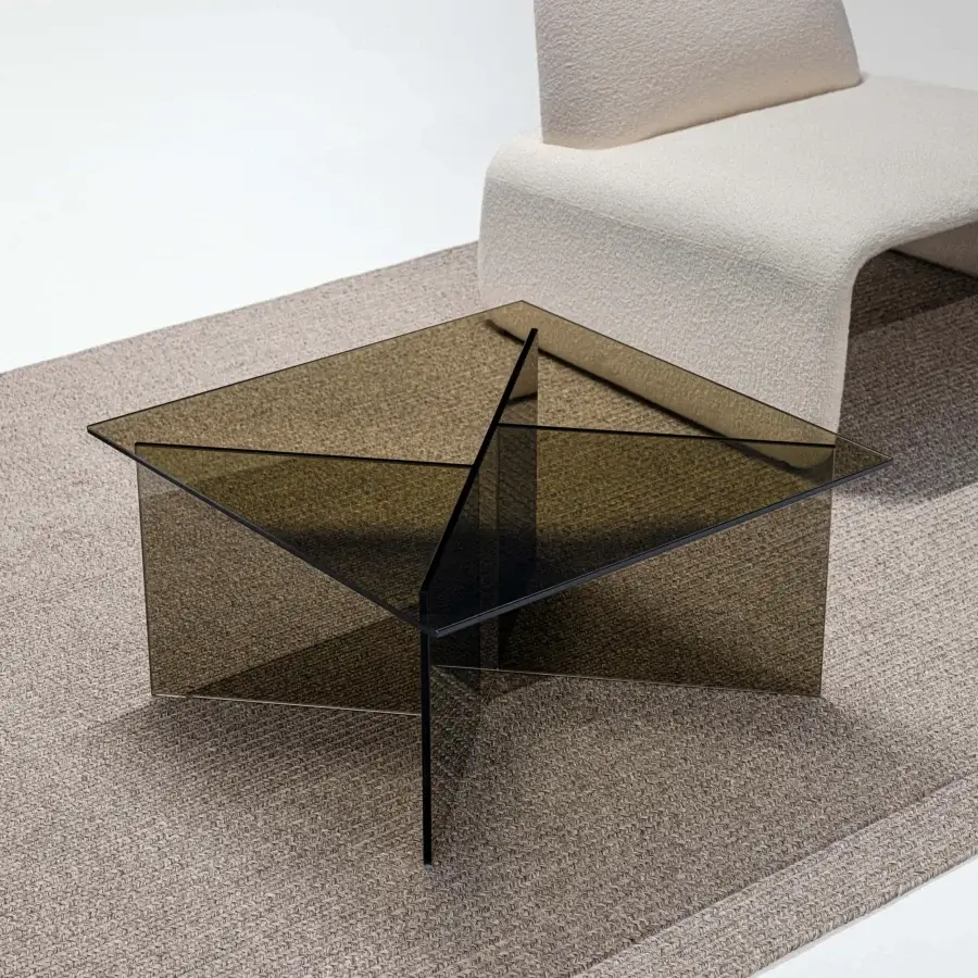 Distinguished LaCividina Niby coffee side table with sleek glass construction and striking smoked finish