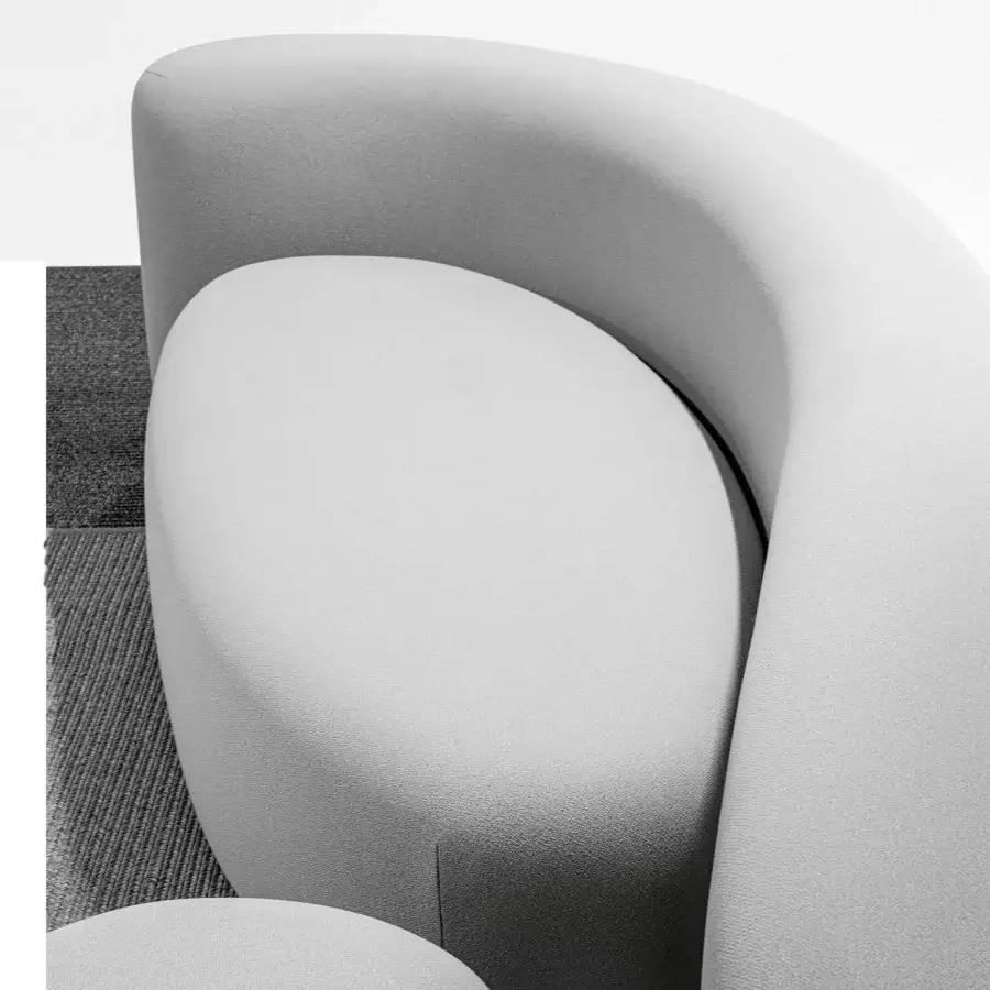 Exceptional LaCividina Lisse sofa with strikingly organic form upholstered in matte light gray two-way stretch fabric crafted in Italy