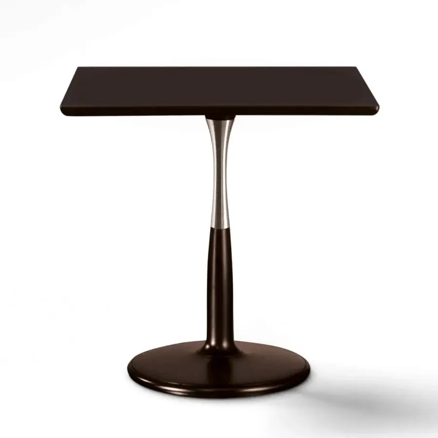 Superior Giorgetti Oti side table with polished maple wood and satin nickel-plated aluminum, built with a glacé crystal glass tabletop