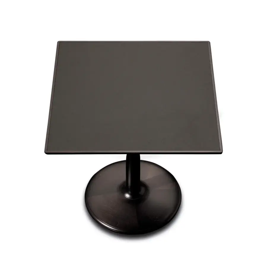 Distinguished Giorgetti Oti side table with a square tabletop and circular base crafted from polished maple wood in charcoal gray finish