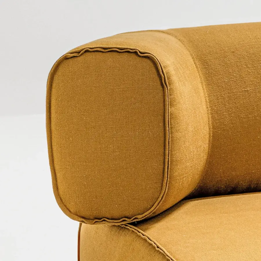 Elegant LaCividina Nhoto modular sofa with warm golden-brown textured fabric and delicate darker brown trim