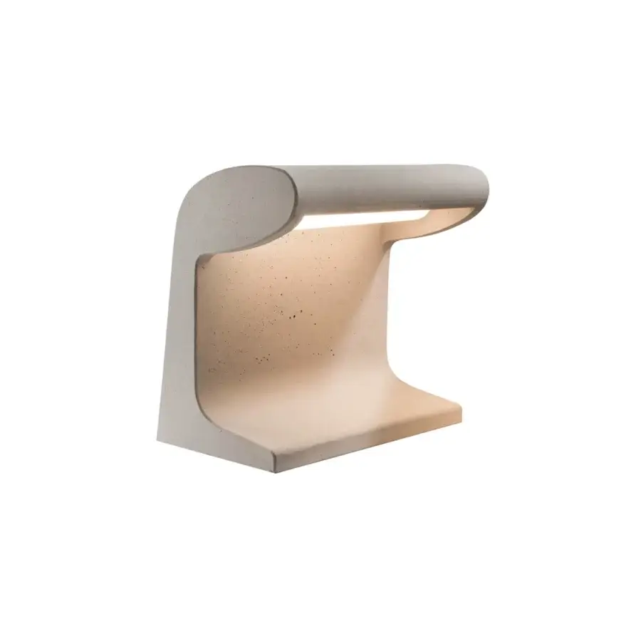 Exceptional Nemo Lighting Borne Béton Grande floor lamp in light gray concrete with a uniquely textured matte finish