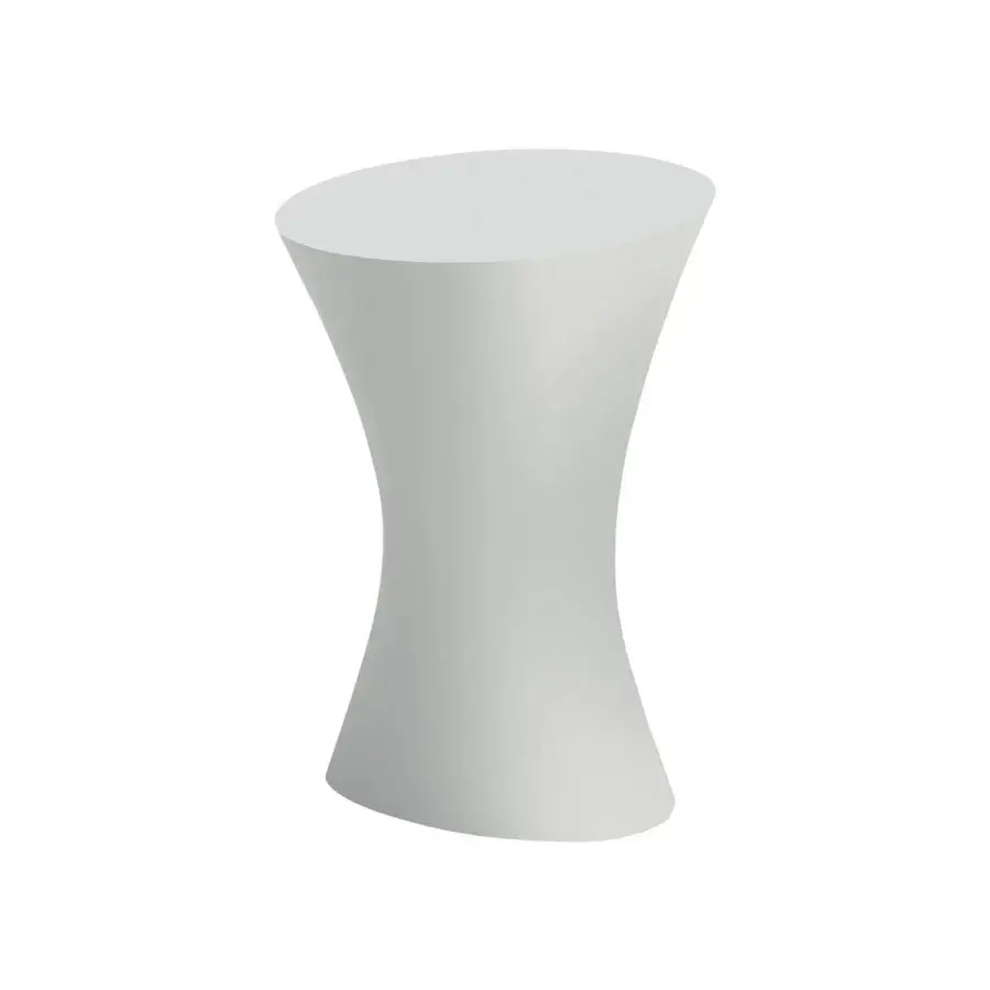 Distinguished MY YOUR Iris coffee table crafted in light neutral gray recyclable Poleasy with smooth matte finish