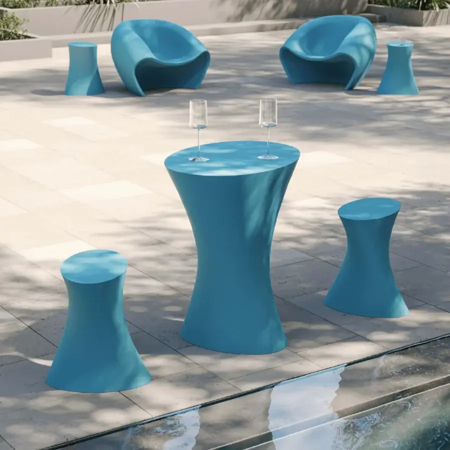 Elegant MY YOUR Iris stool with organically curved conical form built in matte recyclable Poleasy material