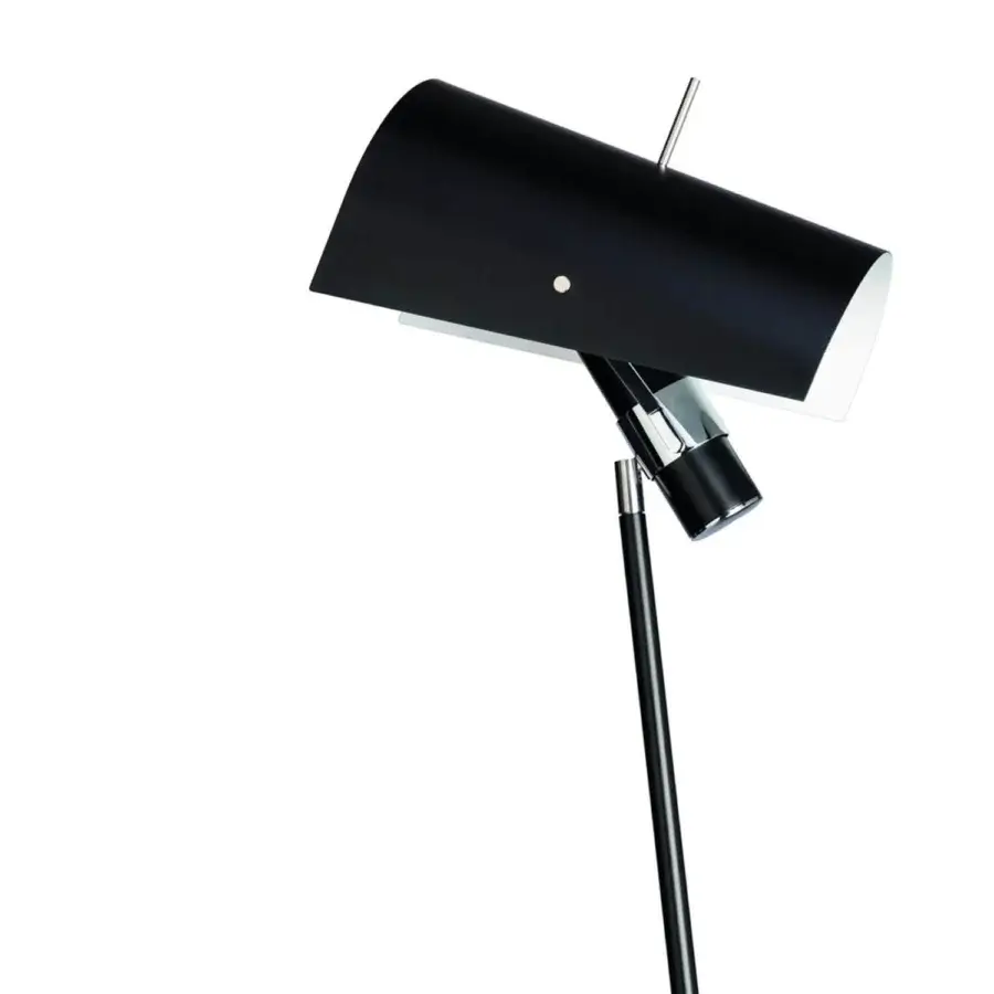 Superior Nemo Lighting Claritas floor lamp built with bent metal tubes and a curved aluminum sheet in matte black finish
