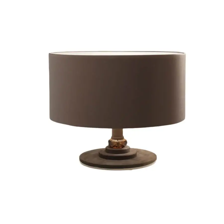 Refined Euroluce Dahlia lamp crafted in warm brown nabuk with tobacco plates and topaz crystals