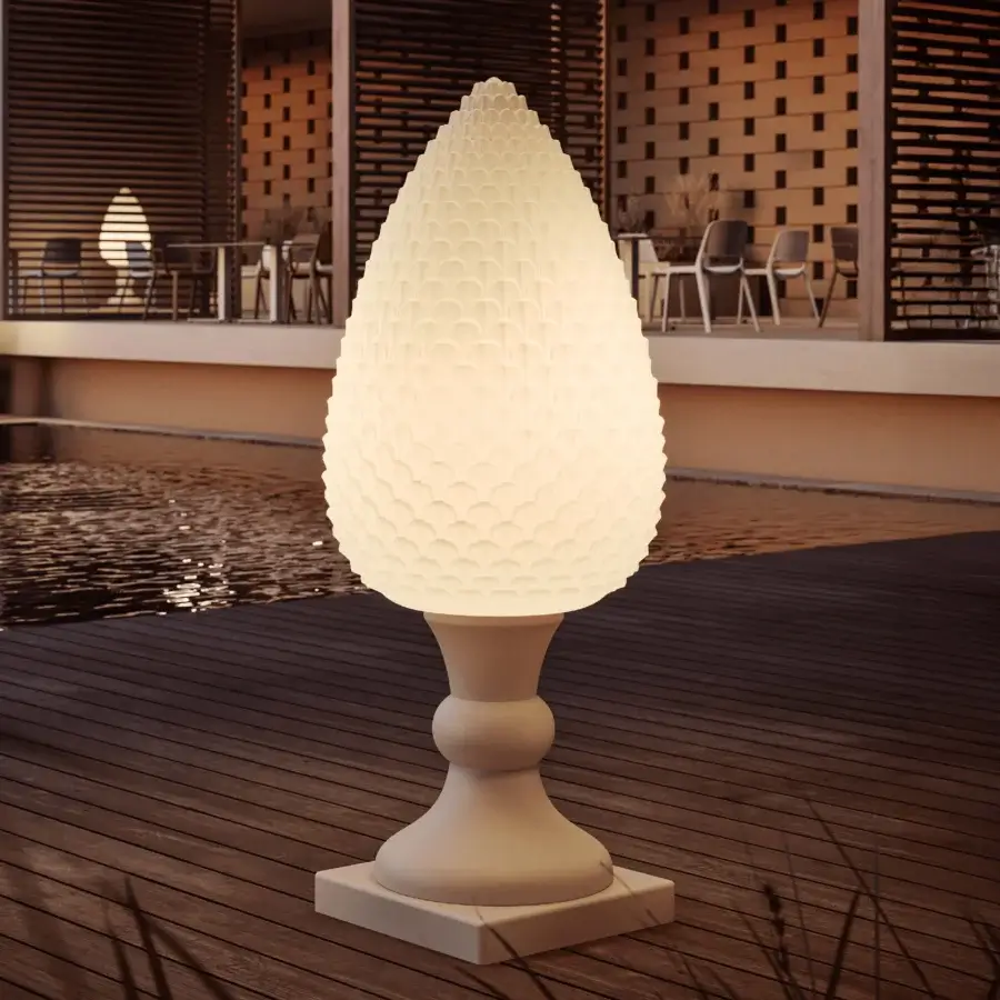 Exceptional MY YOUR Pina floor lamp with an off-white textured material and scale-like organic form crafted in Italy
