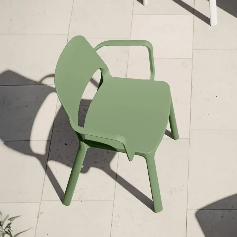Distinguished MY YOUR Tina chair crafted from durable polypropylene in a muted green finish with clean lines
