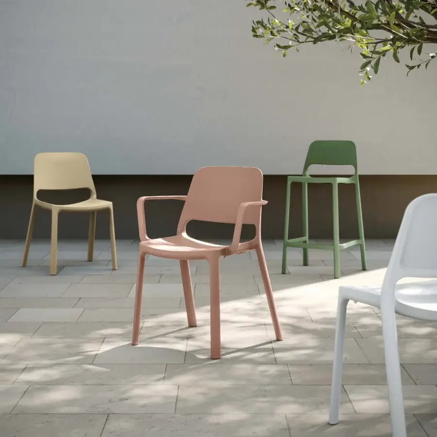 Elegant MY YOUR Tina chair crafted from durable polypropylene with a smooth matte finish and slightly curved backrest