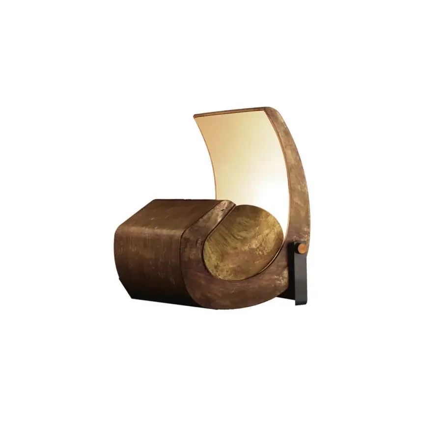 Exceptional Nemo Escargot floor lamp crafted in burnished brass and aluminum delivering soft indirect light with a warm brown tone