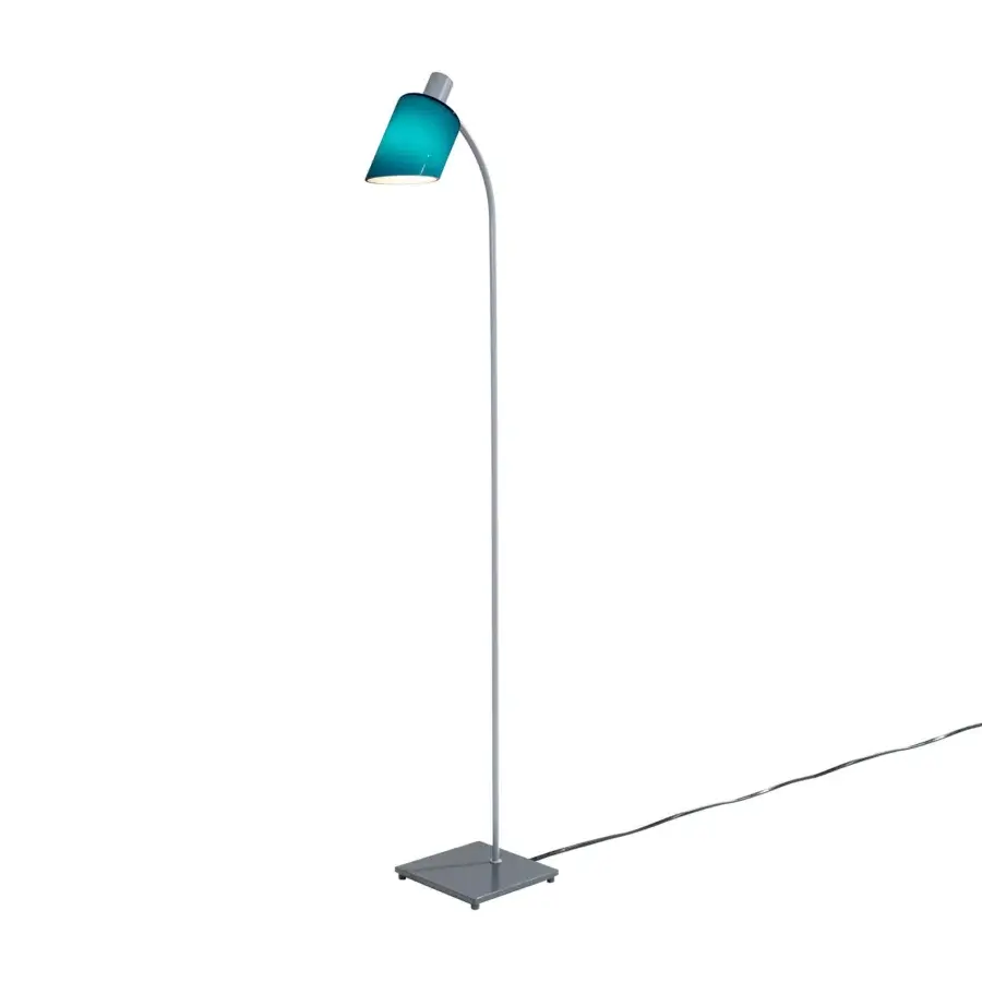 Distinguished Nemo Lighting Lampe De Bureau reading floor lamp with teal glass shade and satin steel construction