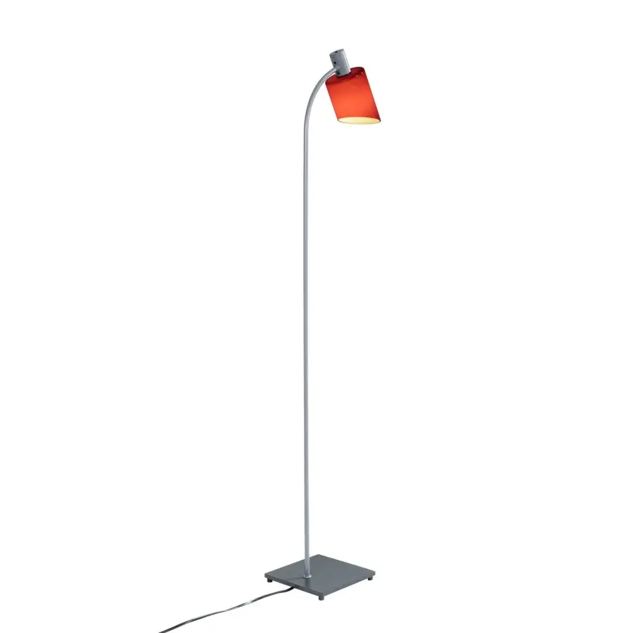 Distinguished Nemo Lighting Lampe De Bureau floor lamp with red translucent glass shade and satin steel construction
