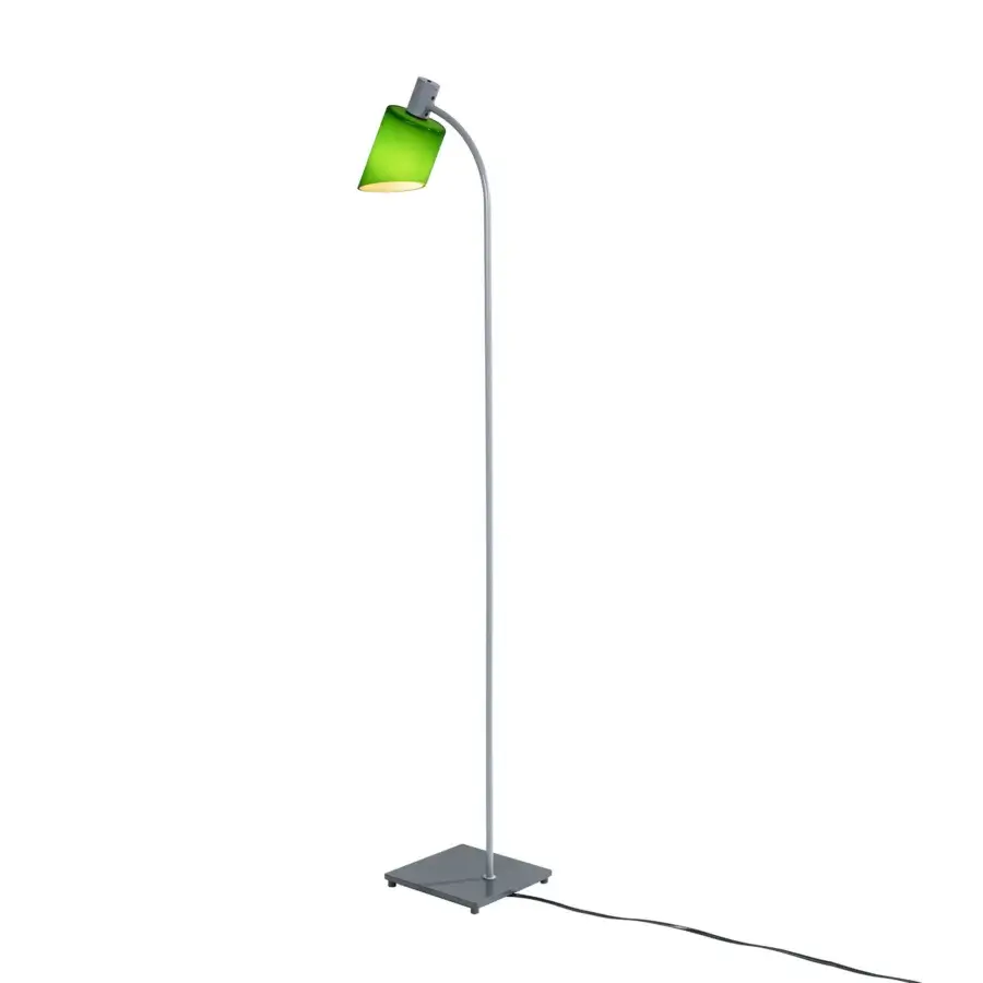 Superior Nemo Lighting Lampe De Bureau reading floor lamp with curved form and striking green glass lampshade crafted in steel with satin finish