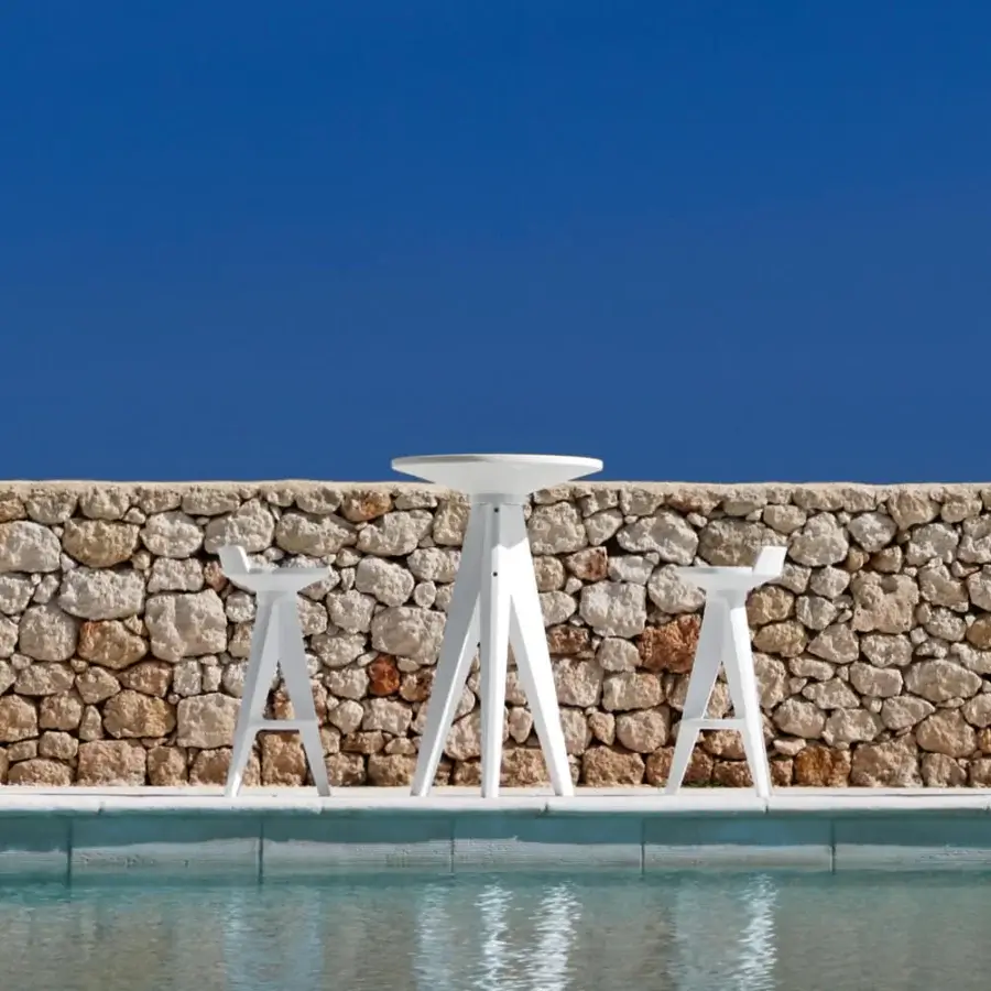 Distinguished MY YOUR Oxford stool crafted from durable plastic with crisp white finish and geometric lines