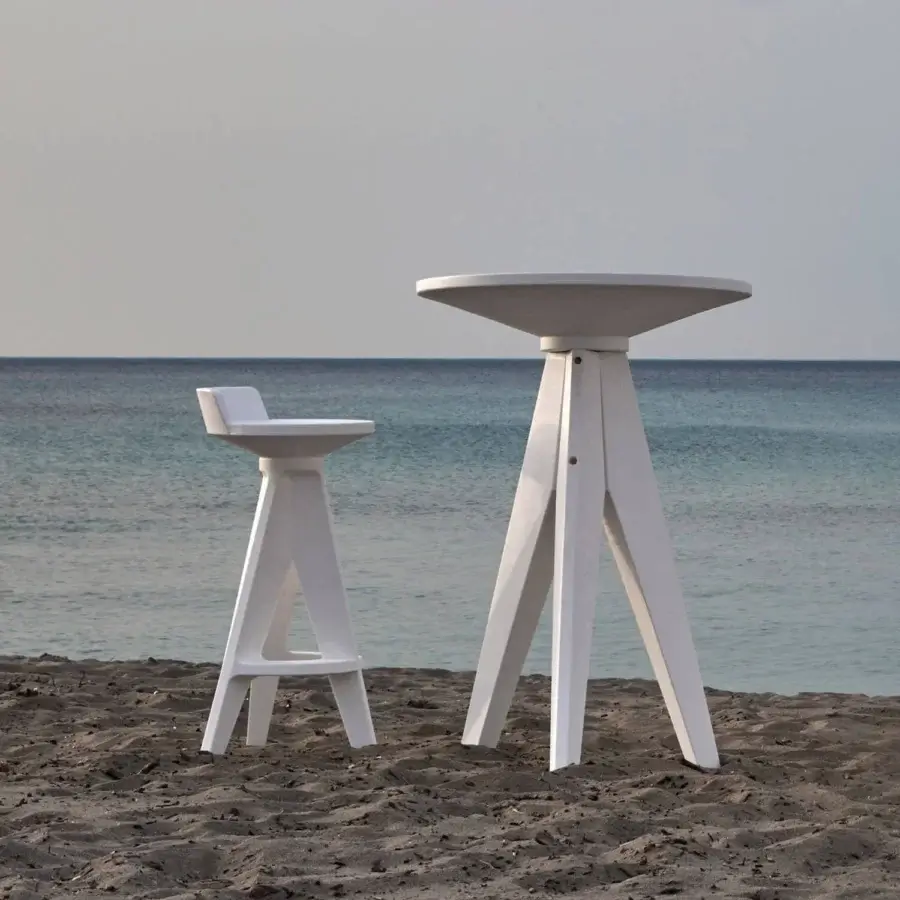 Sophisticated MY YOUR Oxford stool in white durable plastic exhibits a smooth matte finish for indoor outdoor use