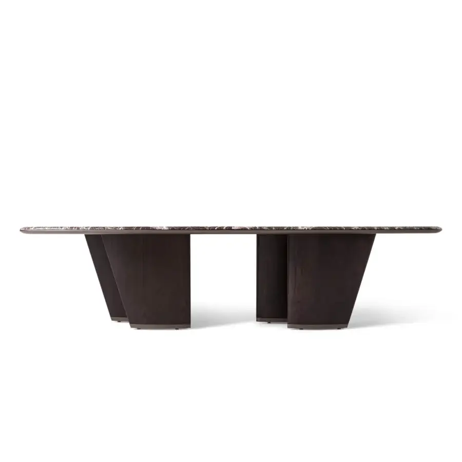 Superior Giorgetti Mistral table with marble top, lacquered titanium under-top and veneered ash wood legs