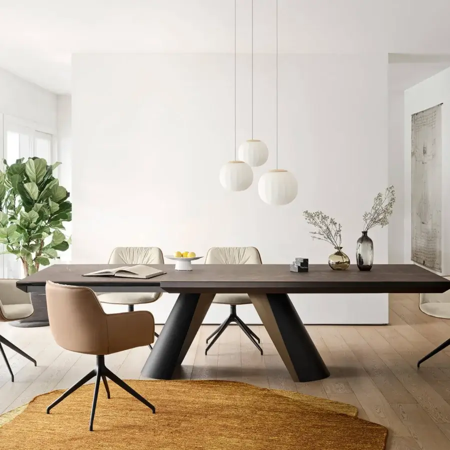 Distinguished Luceplan Lita suspension lamp with opaline blown-glass and slender white cylindrical rods in a smooth matte finish